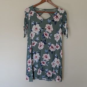 Crescent floral tie sleeve dress